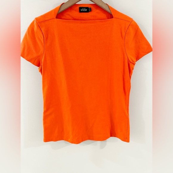 Kate Spade Saturday Square Neck Tee Orange Size Medium - Picture 4 of 6